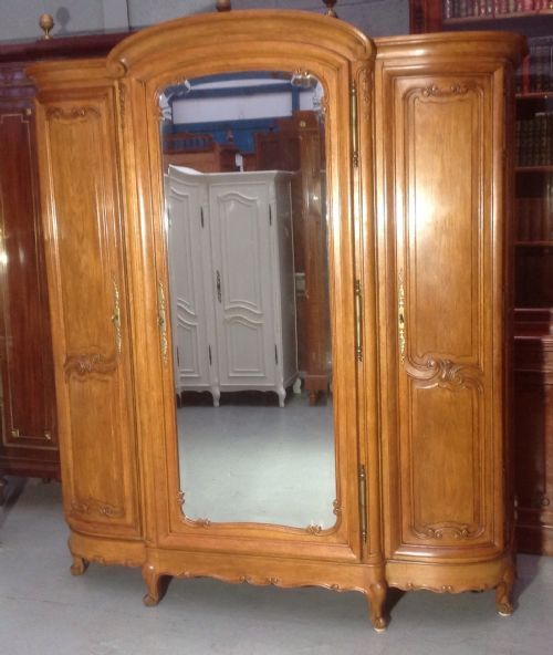 breakfront oak french armoire