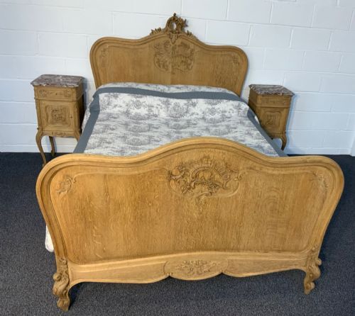 bleached oak french king size bed