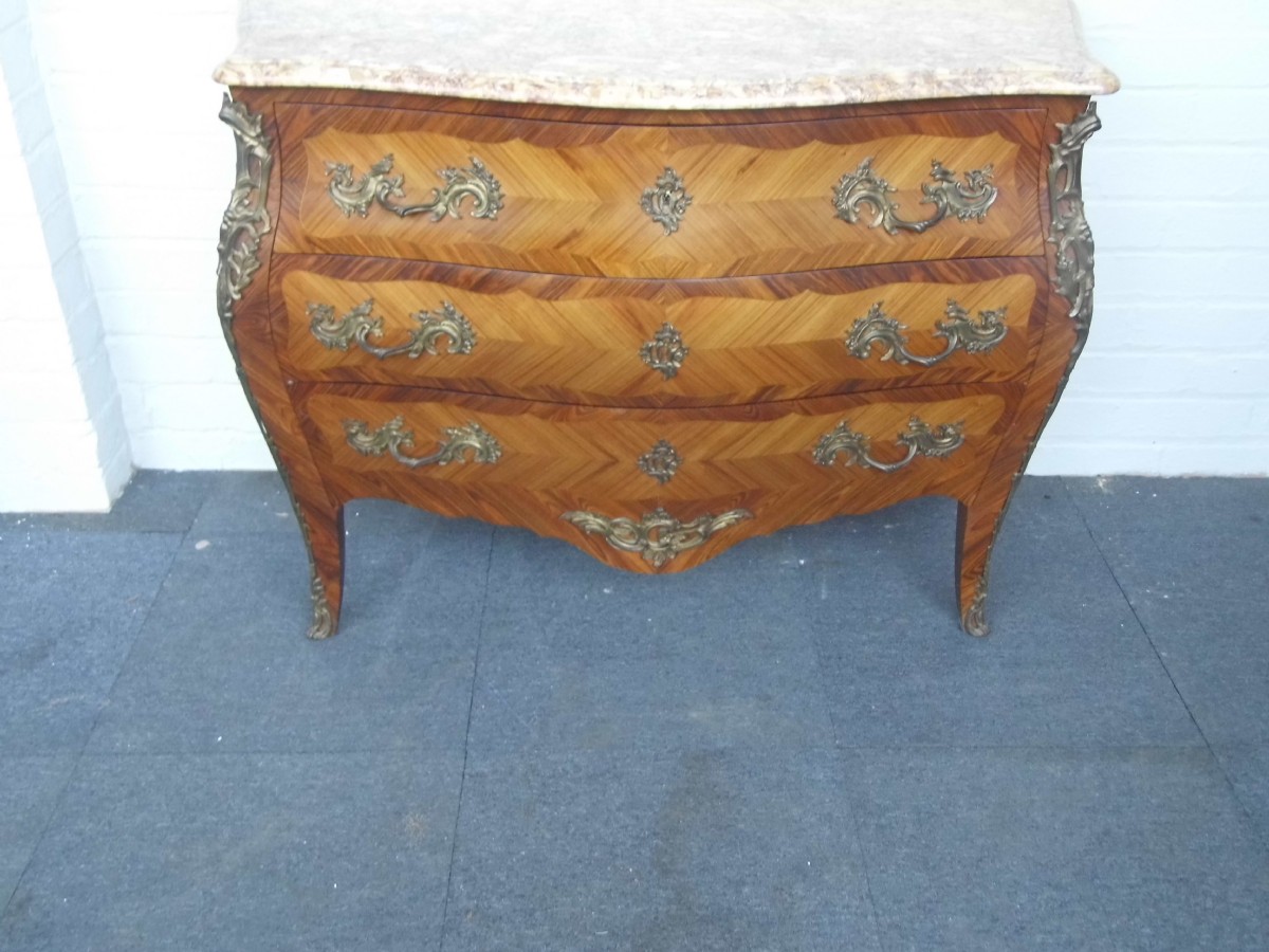 marble top inlaid french comode
