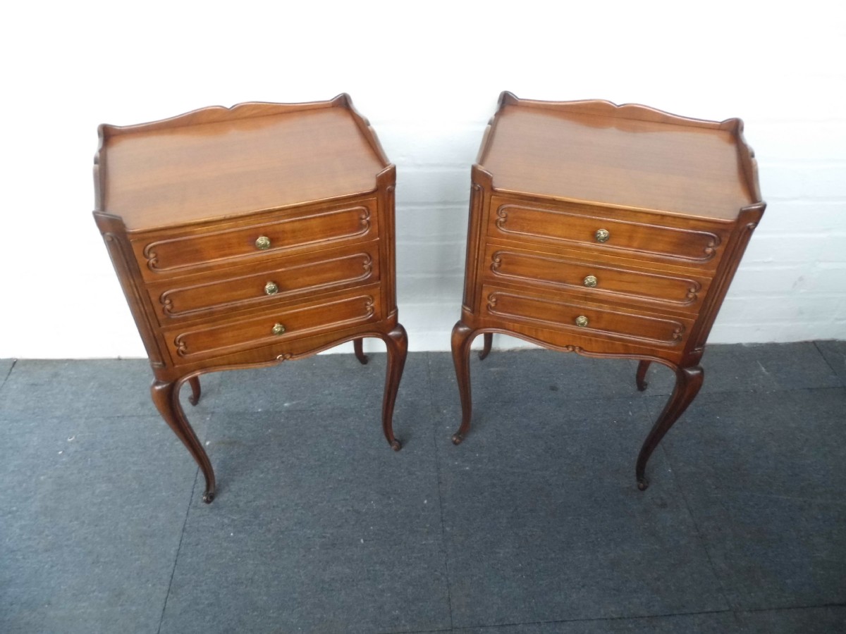 pair of french cherry wood cabinets