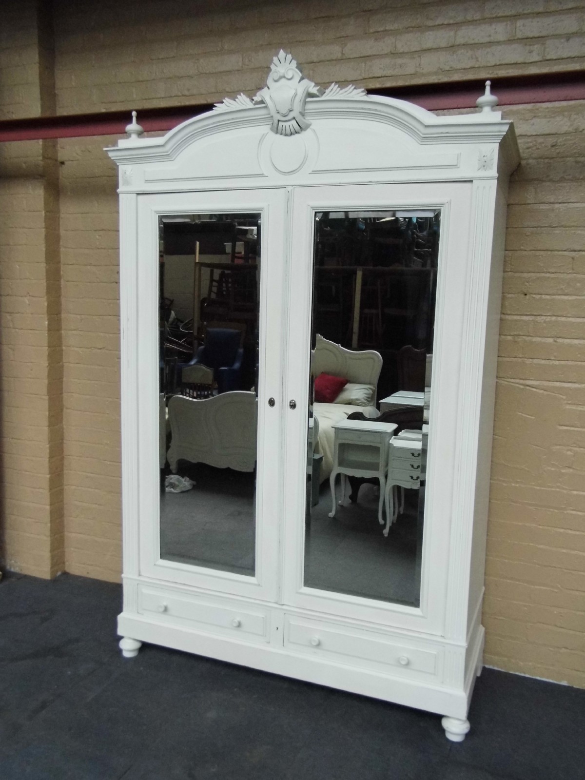 large double painted french armoire