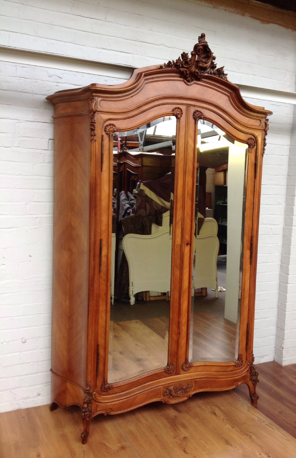 carved walnut french armoire