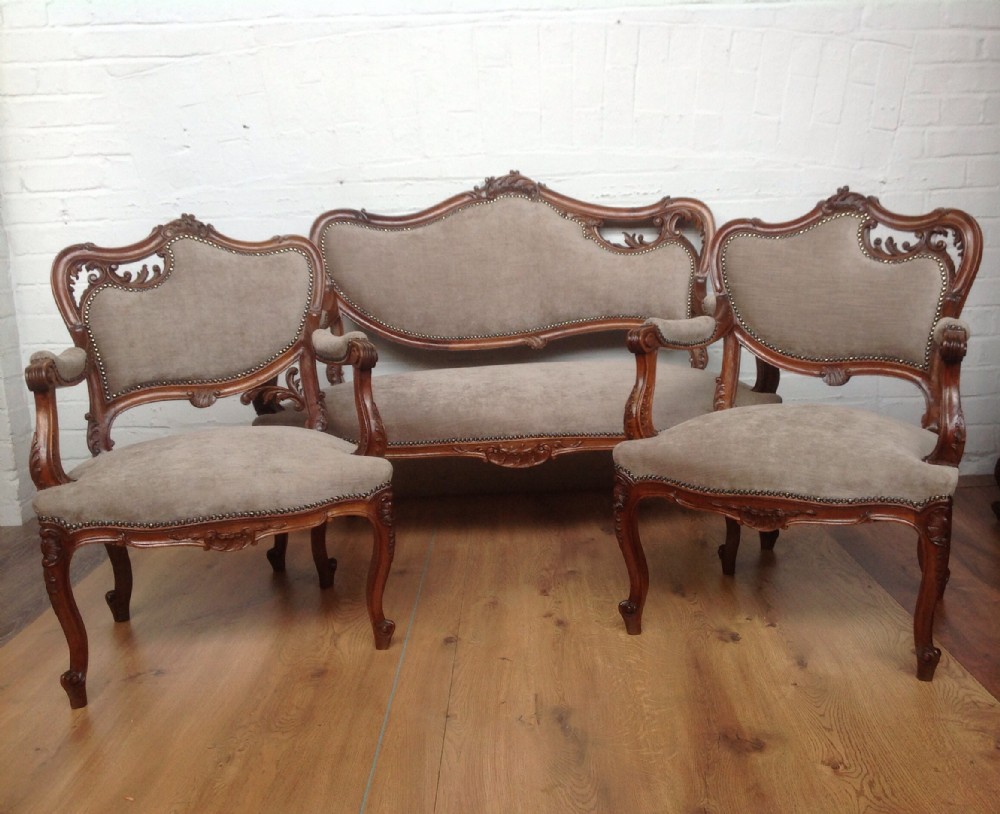 carved french walnut sofa suite