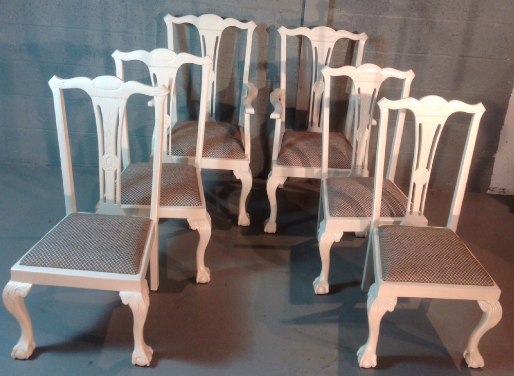 set of six painted mahogany dining chairs