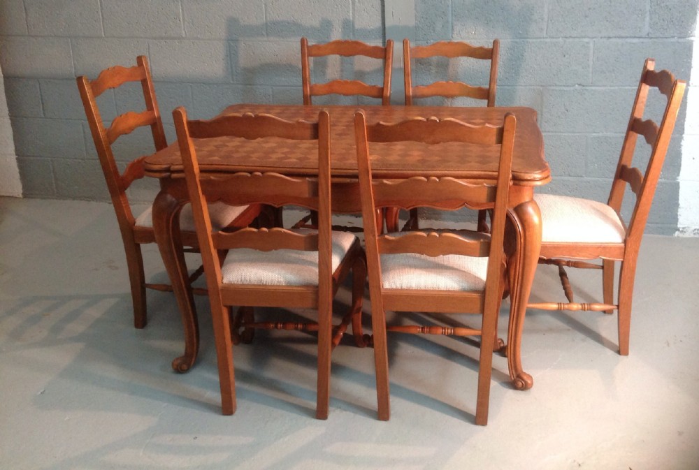 french oak dining chairs and table