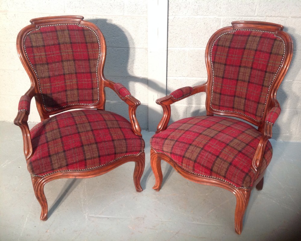 pair of french rosewood armchairs