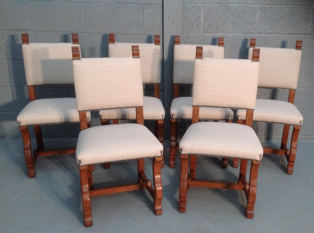 set of 6 oak french dining chairs