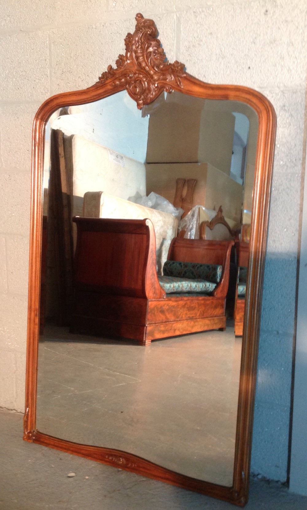 antique walnut french carved wall mirror
