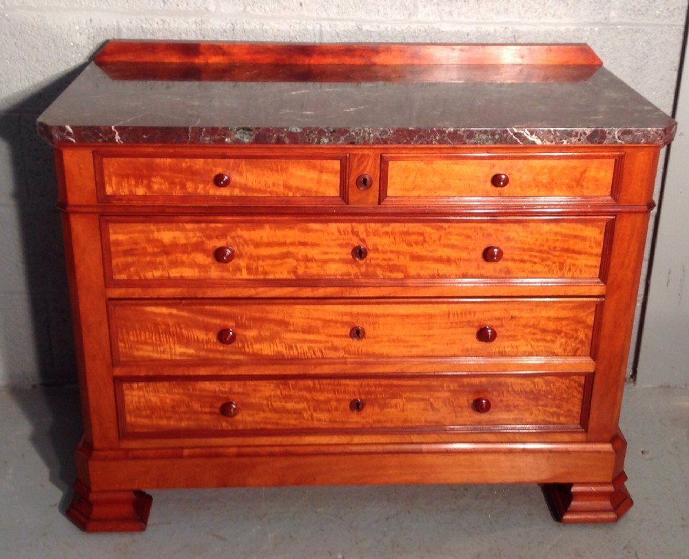french mahogany chest of drawers with marble top