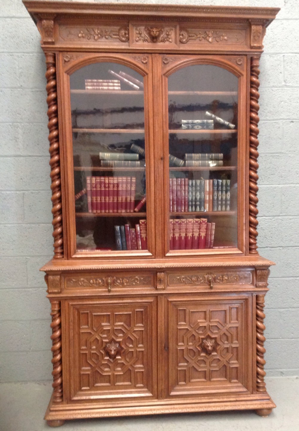 large oak french bookcase