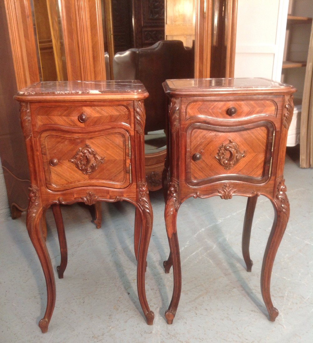 pair of french rosewood bedside cabinets