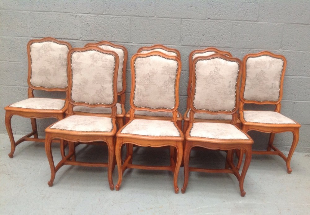 set of eight satinwood french dining chairs