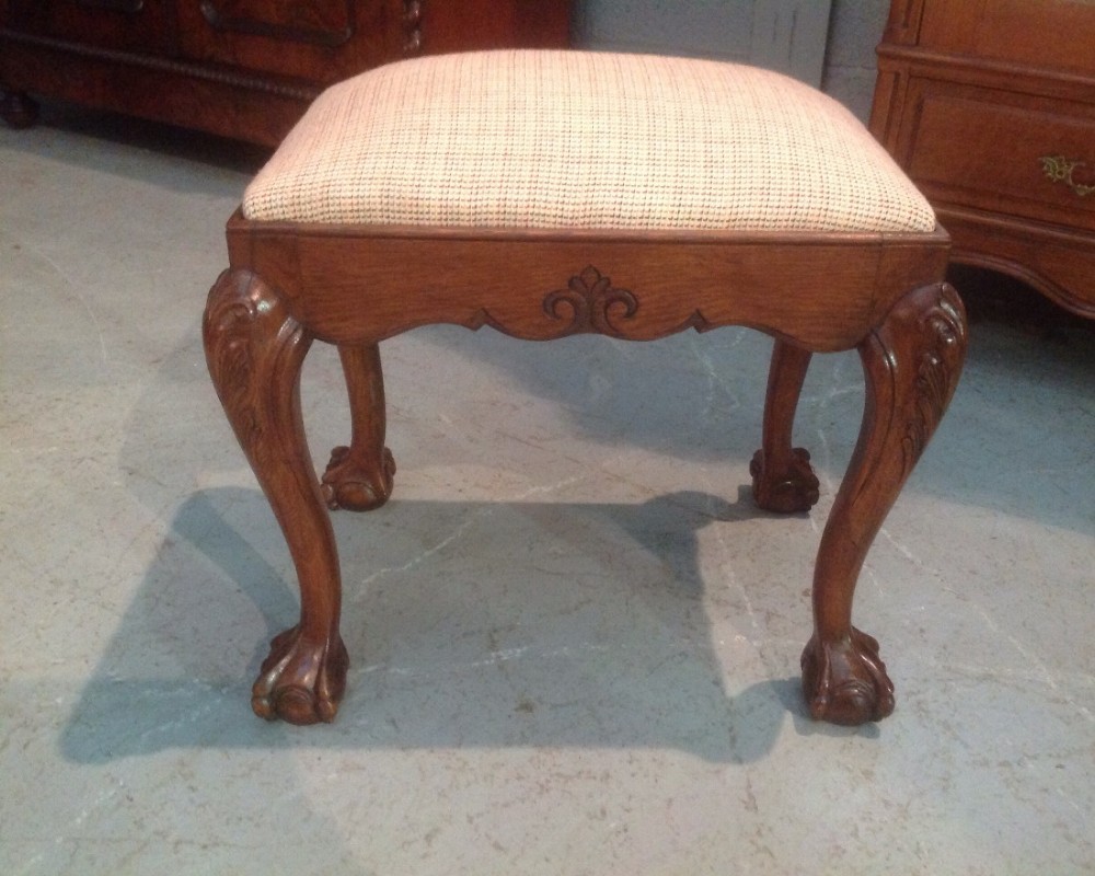 carved oak french stool