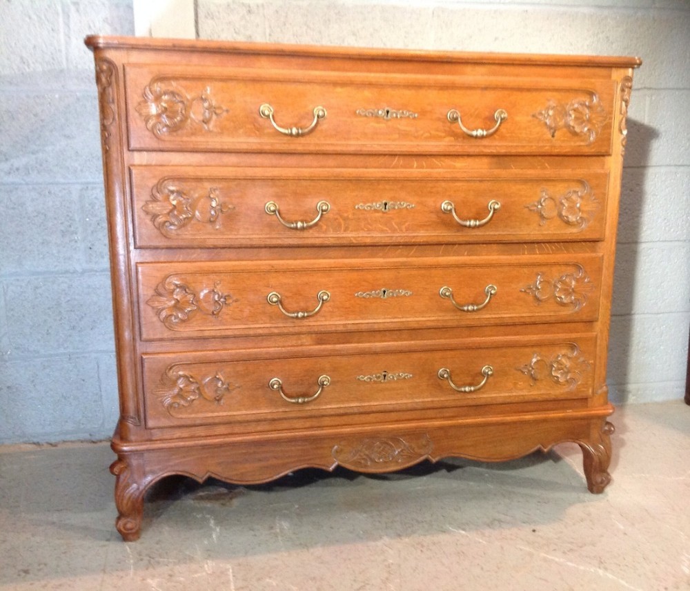 large carved oak french chest