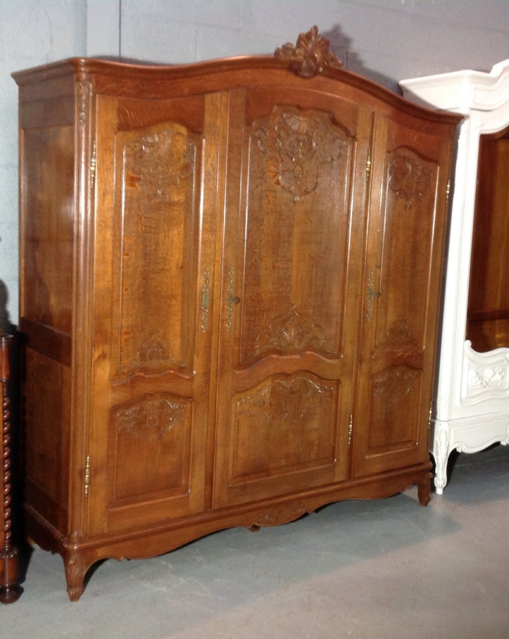 large carved oak armoire