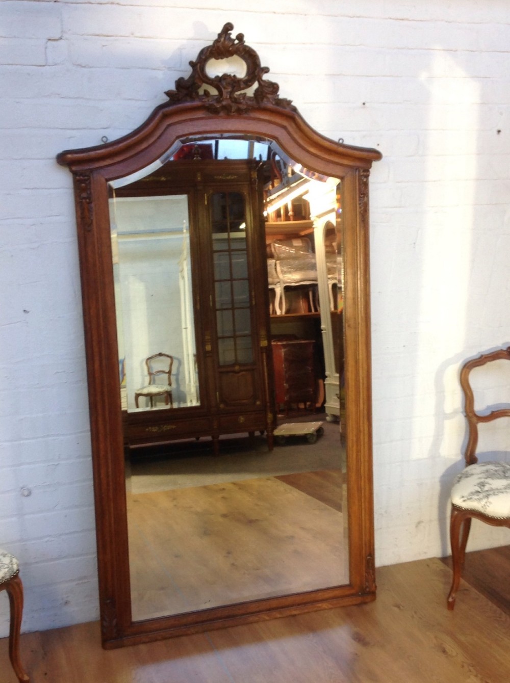 carved oak french wall mirror
