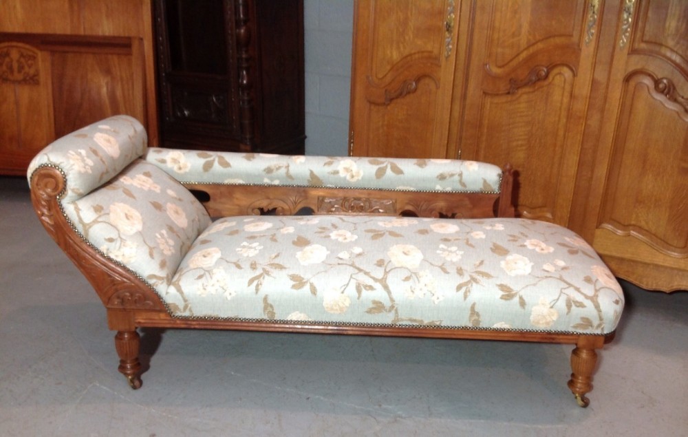 newly upholstered walnut chaise long