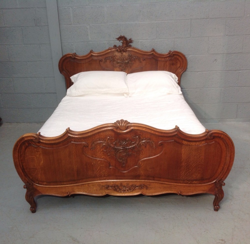 kingsize carved oak french bed