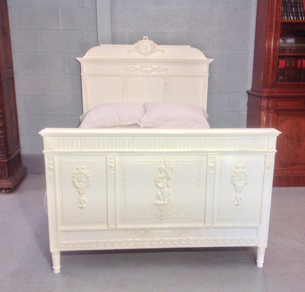carved oak french oak painted bed
