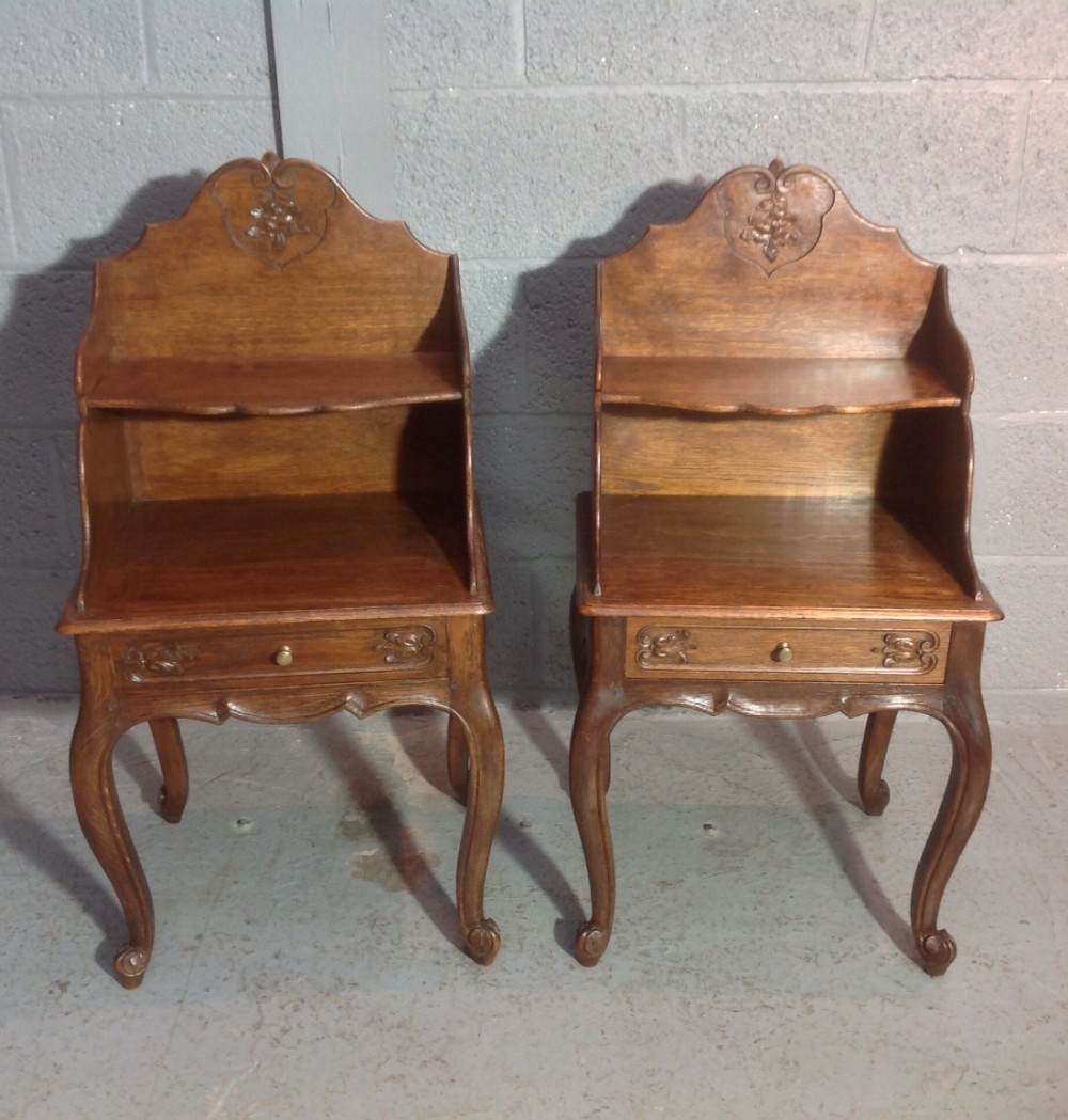 pair of french oak bedside cabinets