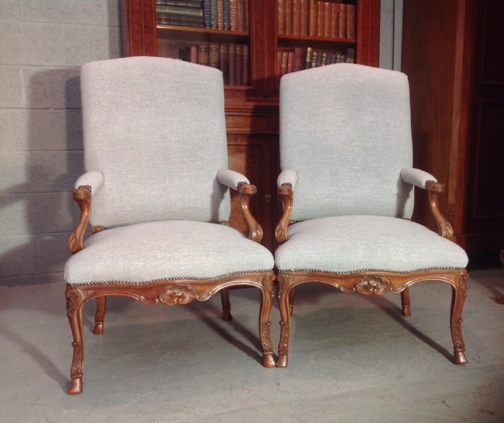 pair of french walnut fauteuils