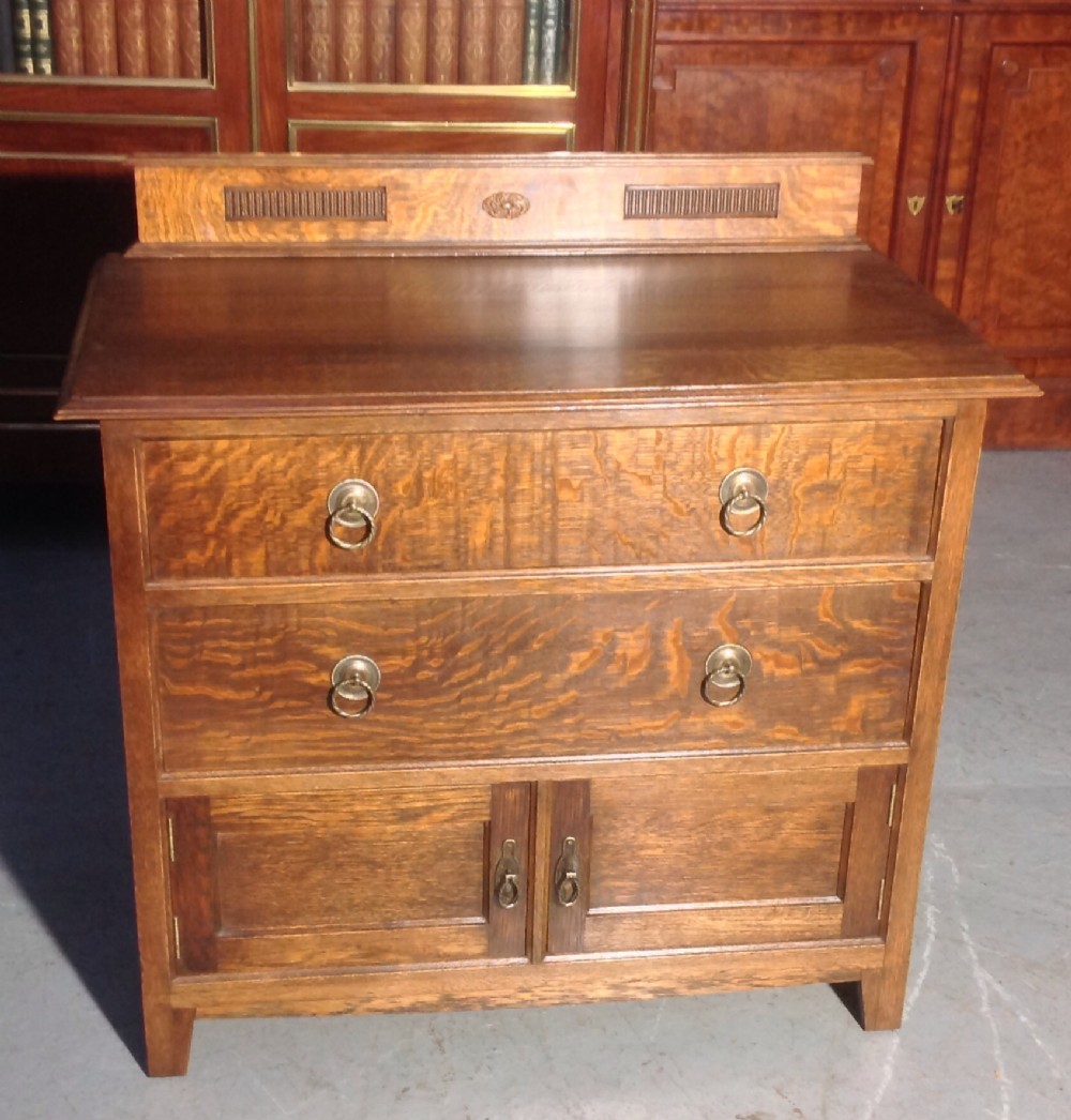 solid oak chest with cupboard