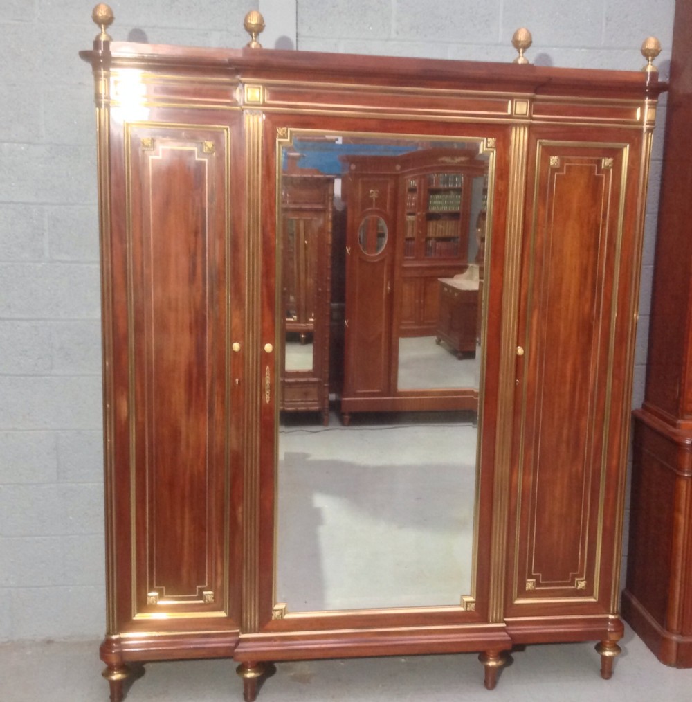 breakfront french mahogany armoire