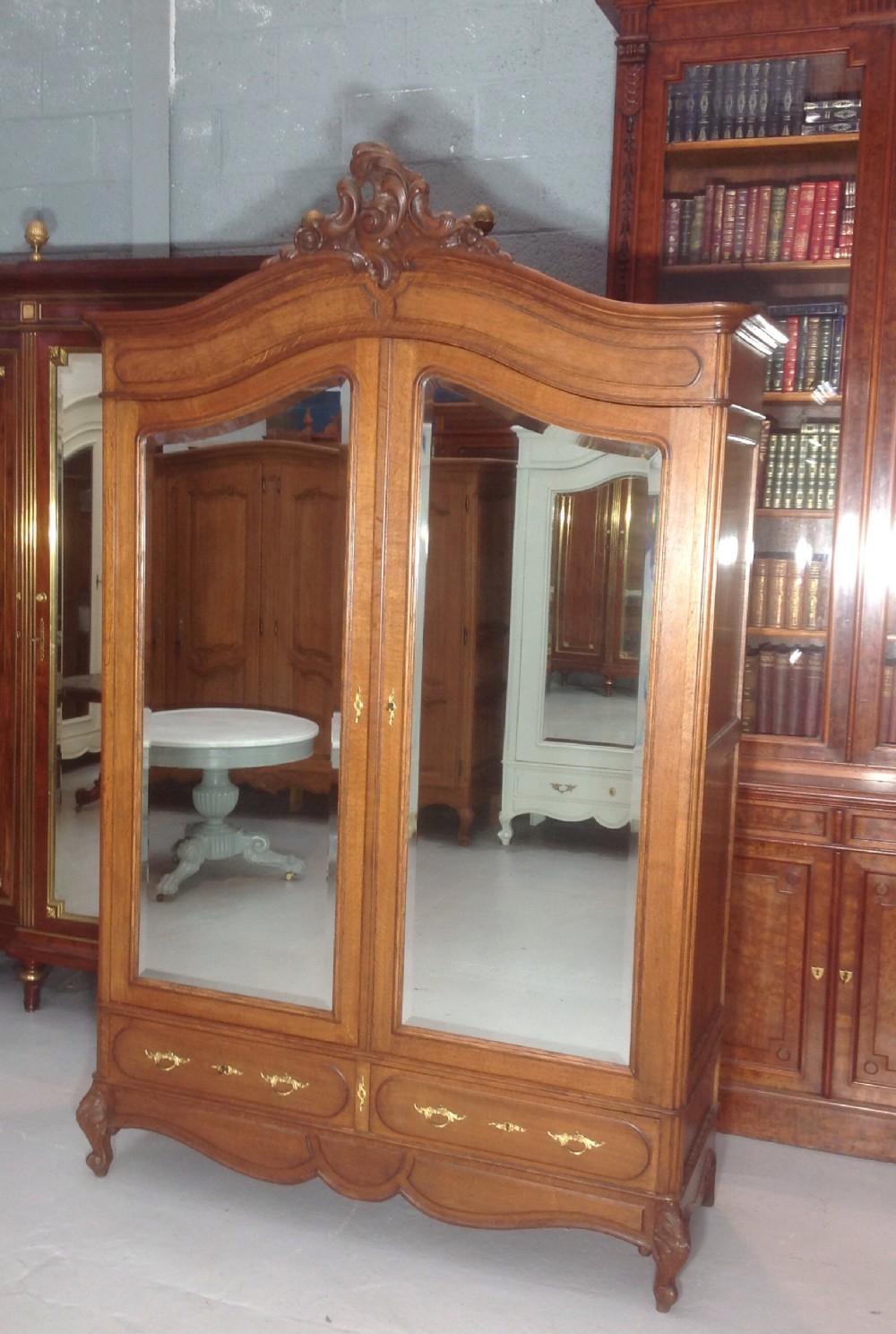 carved oak french armoire