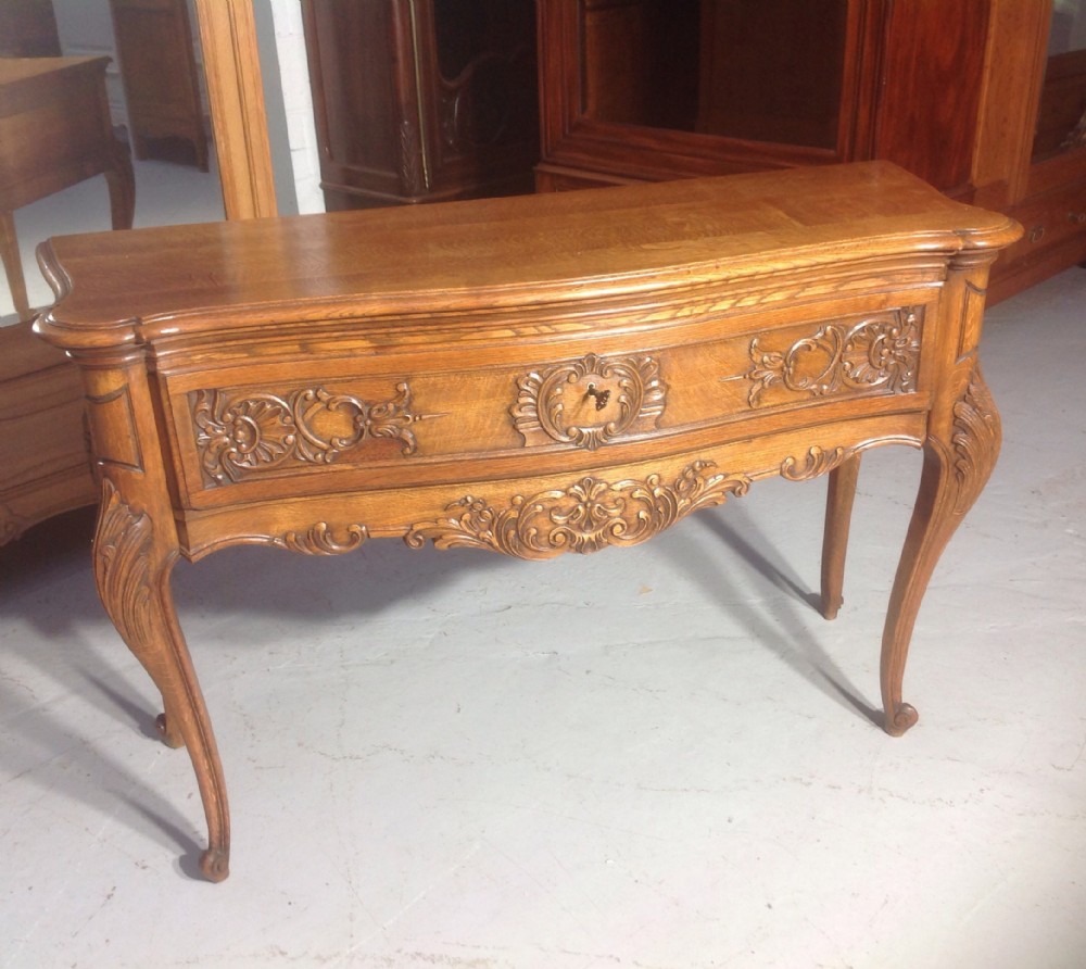 carved oak french console table