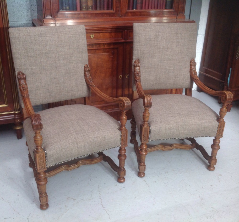 pair of french walnut armchairs