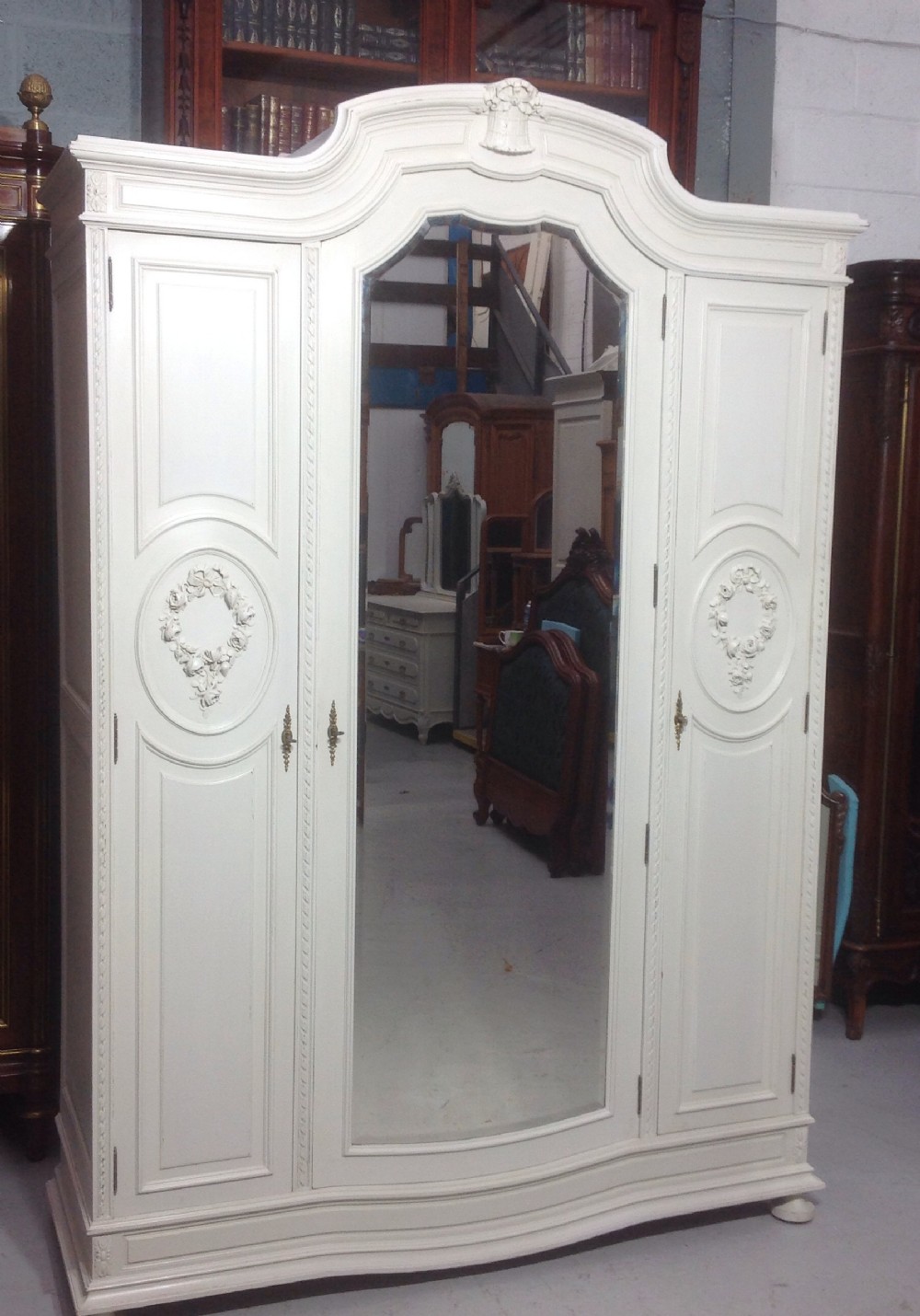 painted french triple armoire