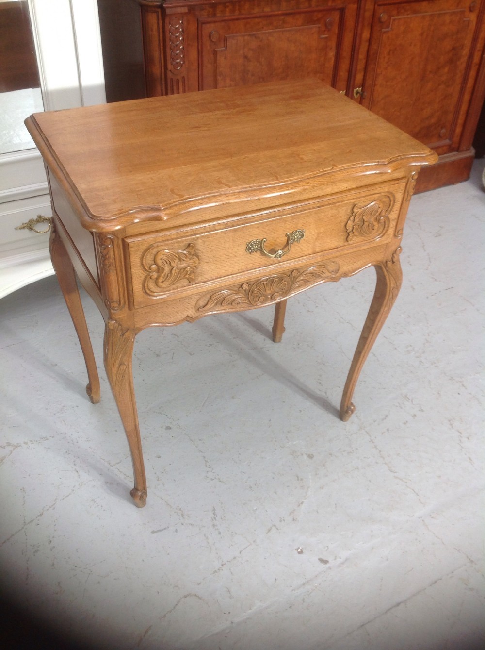 carved oak french side table