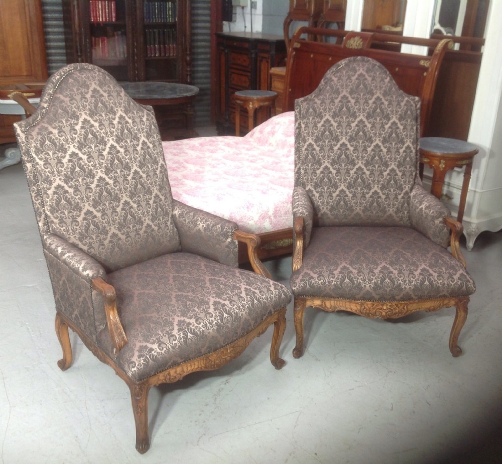 magnificent oversize pair of french fauteuils