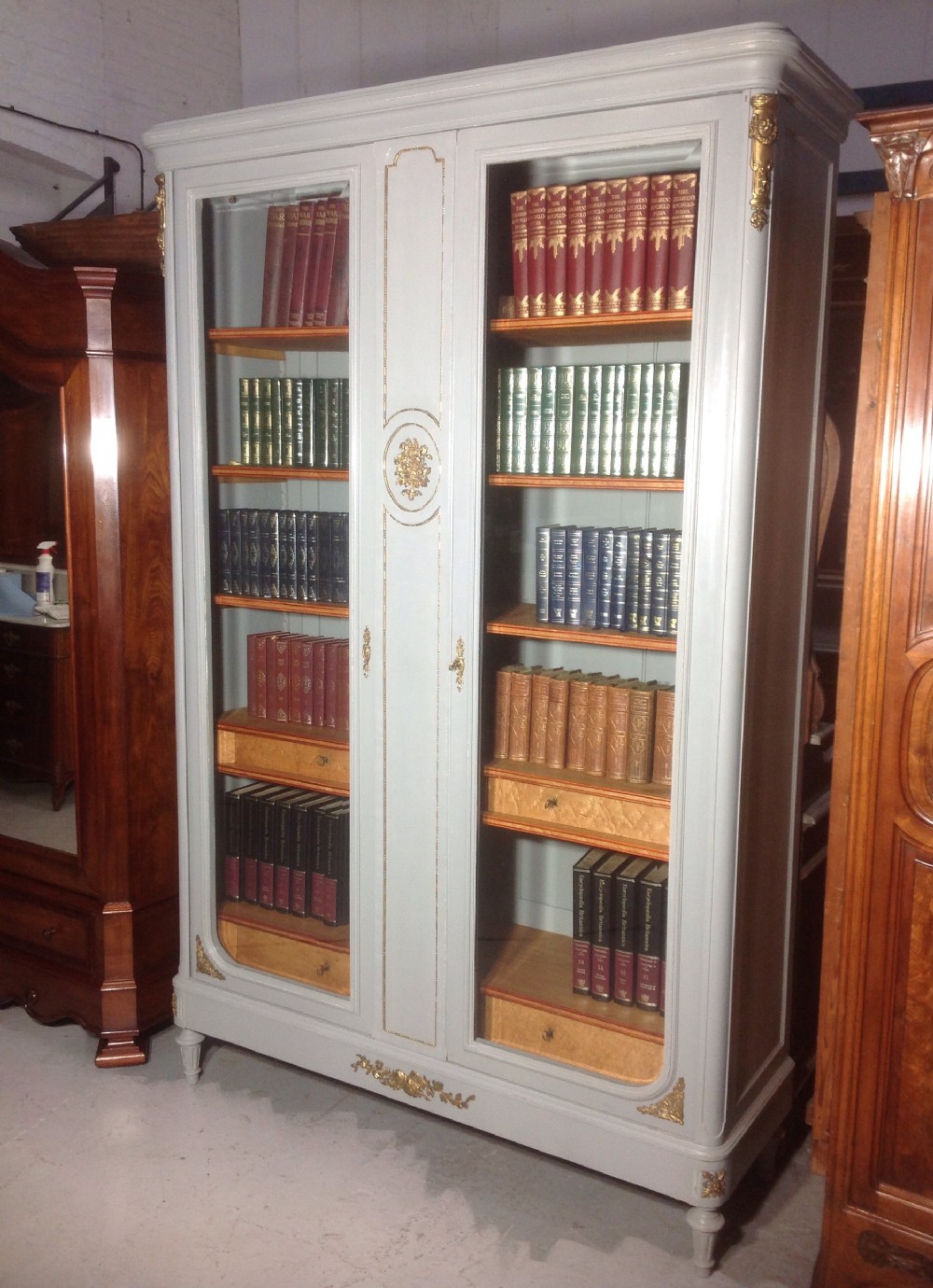 painted french mahogany bookcase