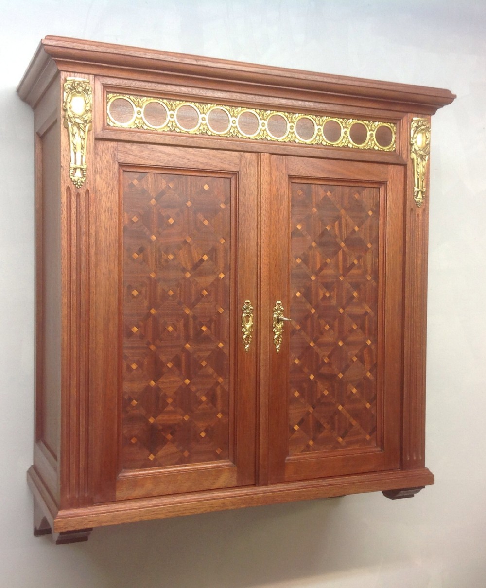 french mahogany marquetry wall cabinet