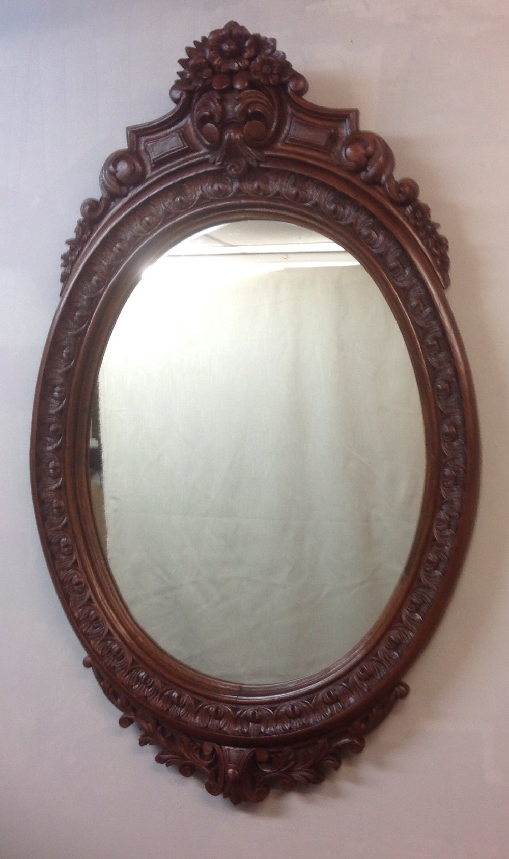 carved oak french wall mirror