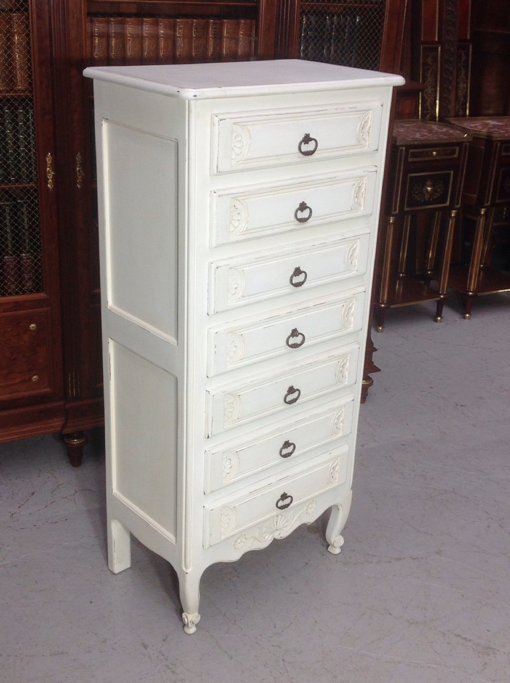 painted french semainier chest of drawers