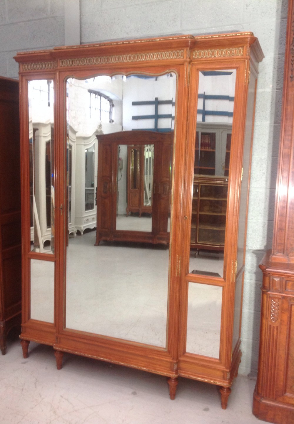 large french triple satinwood armoire