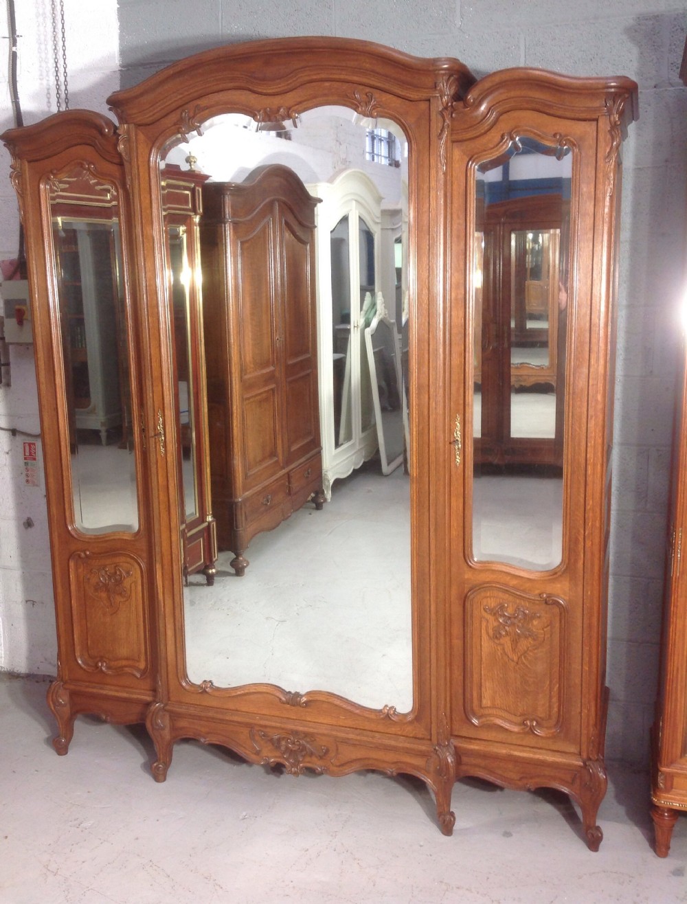 large carved oak french armoire