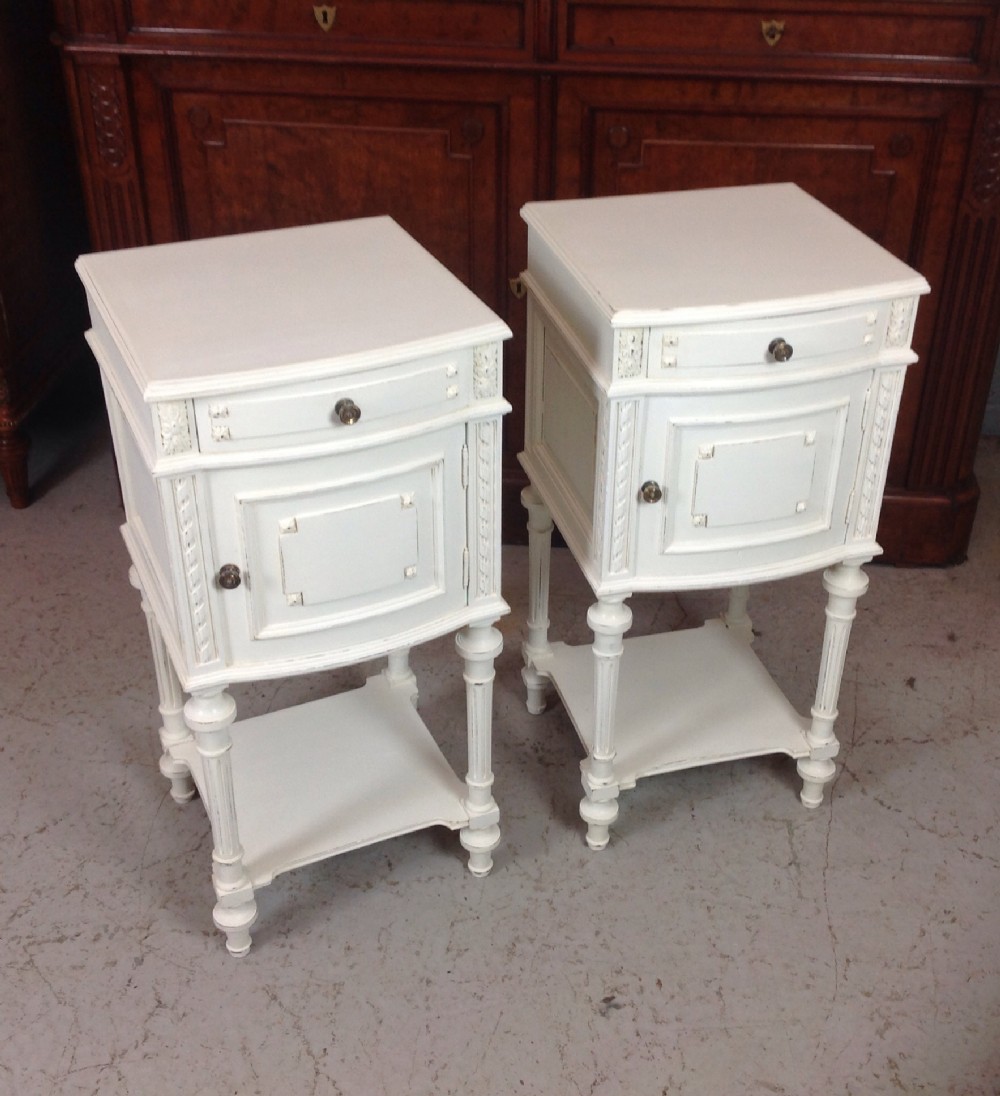 painted pair of french bedside cabinets