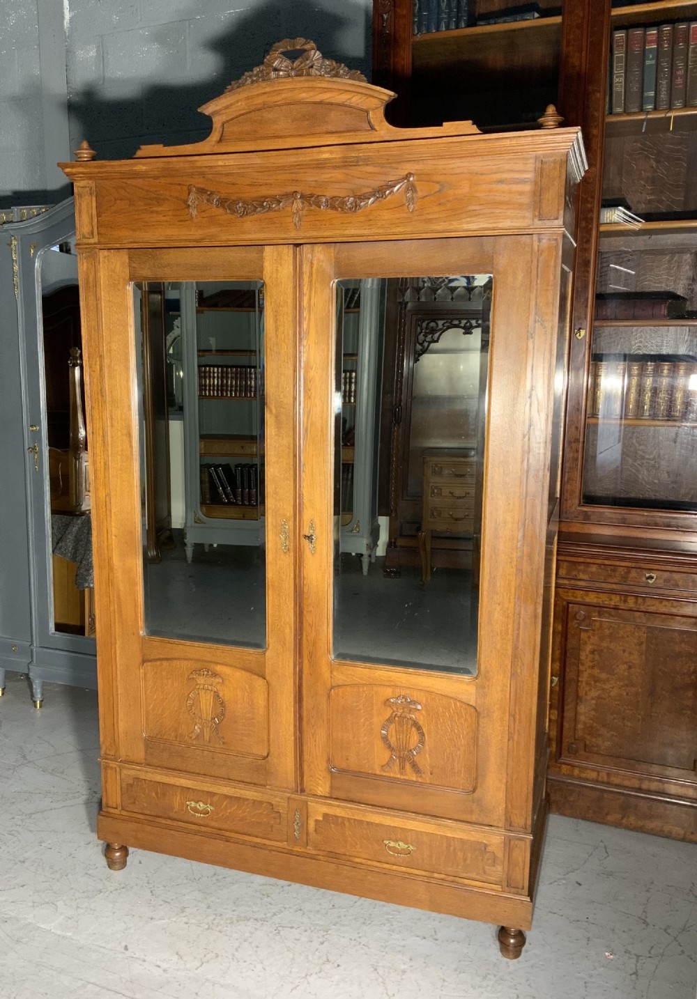 carved oak french armoire
