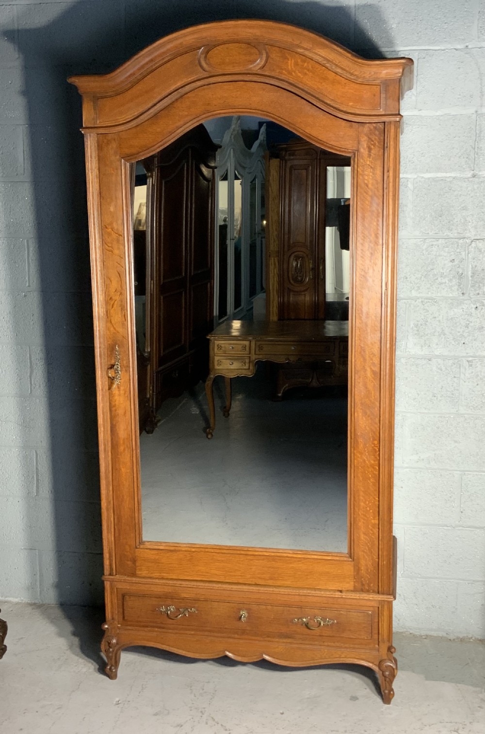 carved oak french single armoire