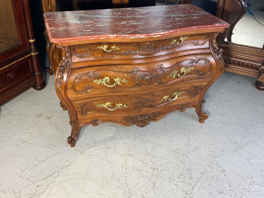 stunning carved french walnut bombe style commode
