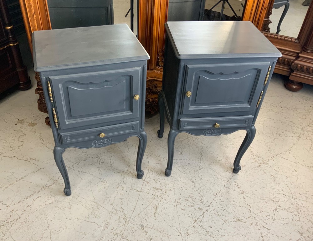 pair of painted french bedside cabinets