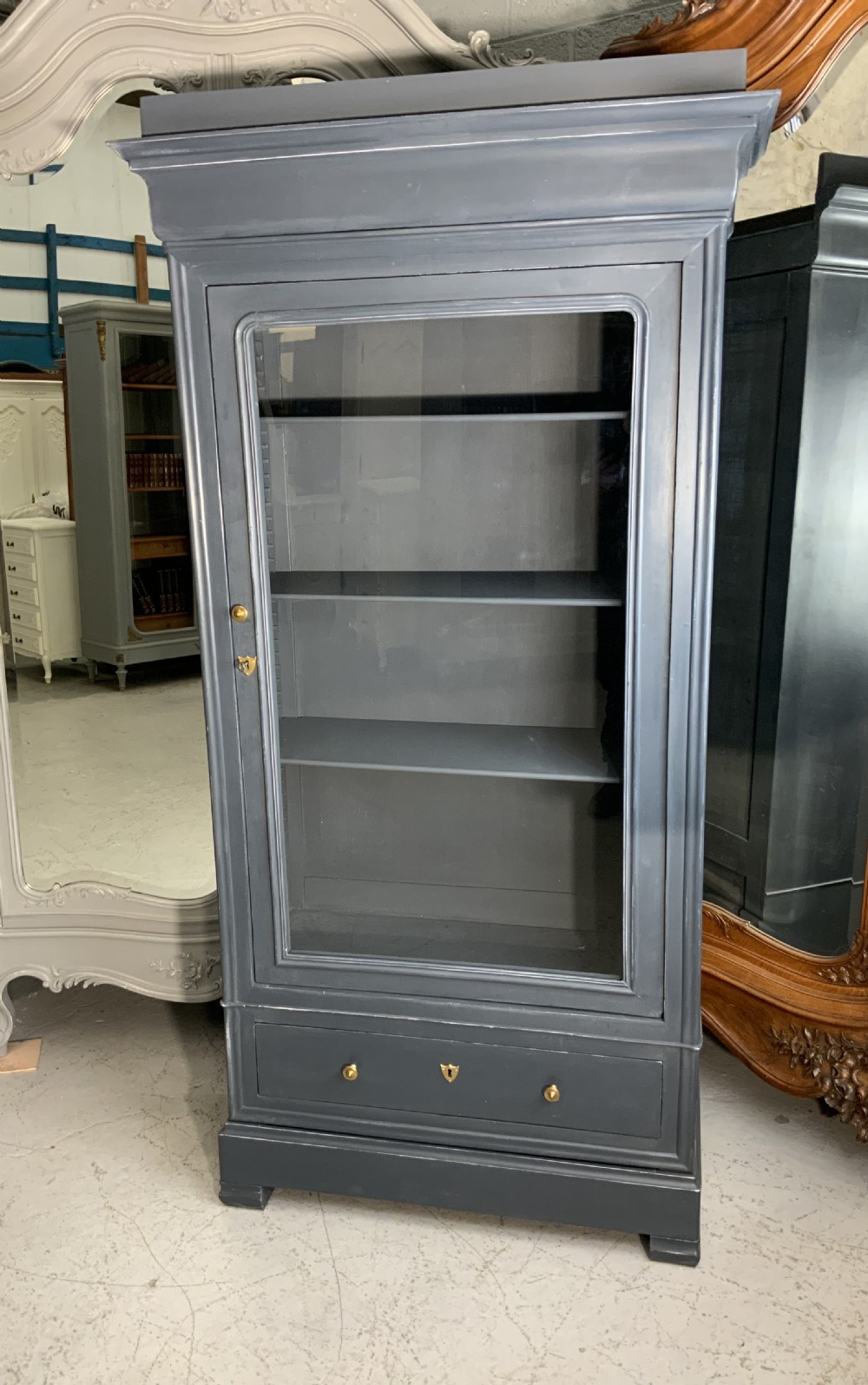 painted french louis philippe bookcase