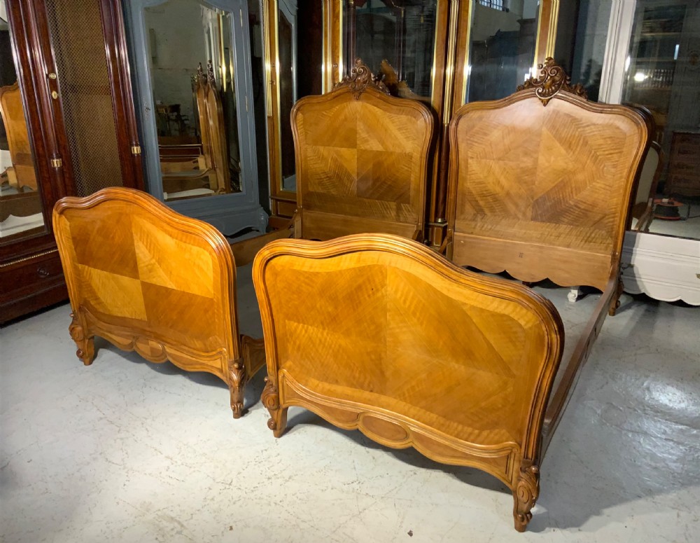 walnut pair of french single beds