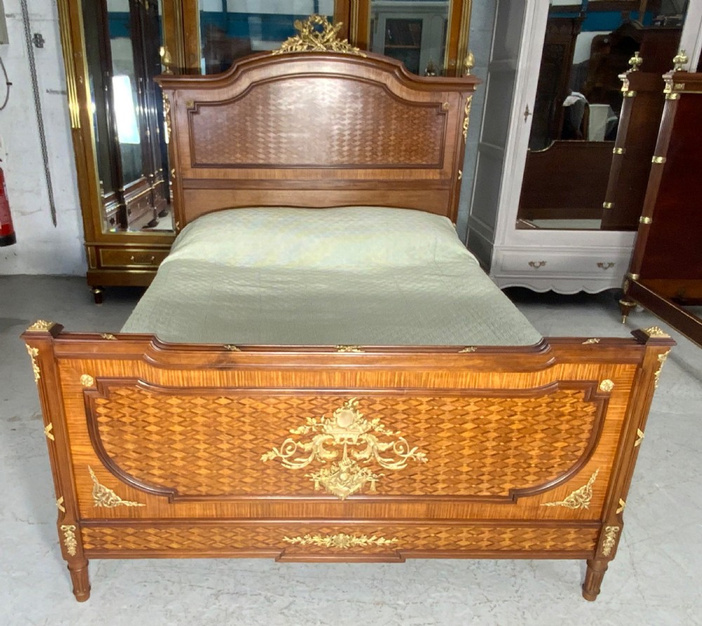 french king size bed with brass embellishments