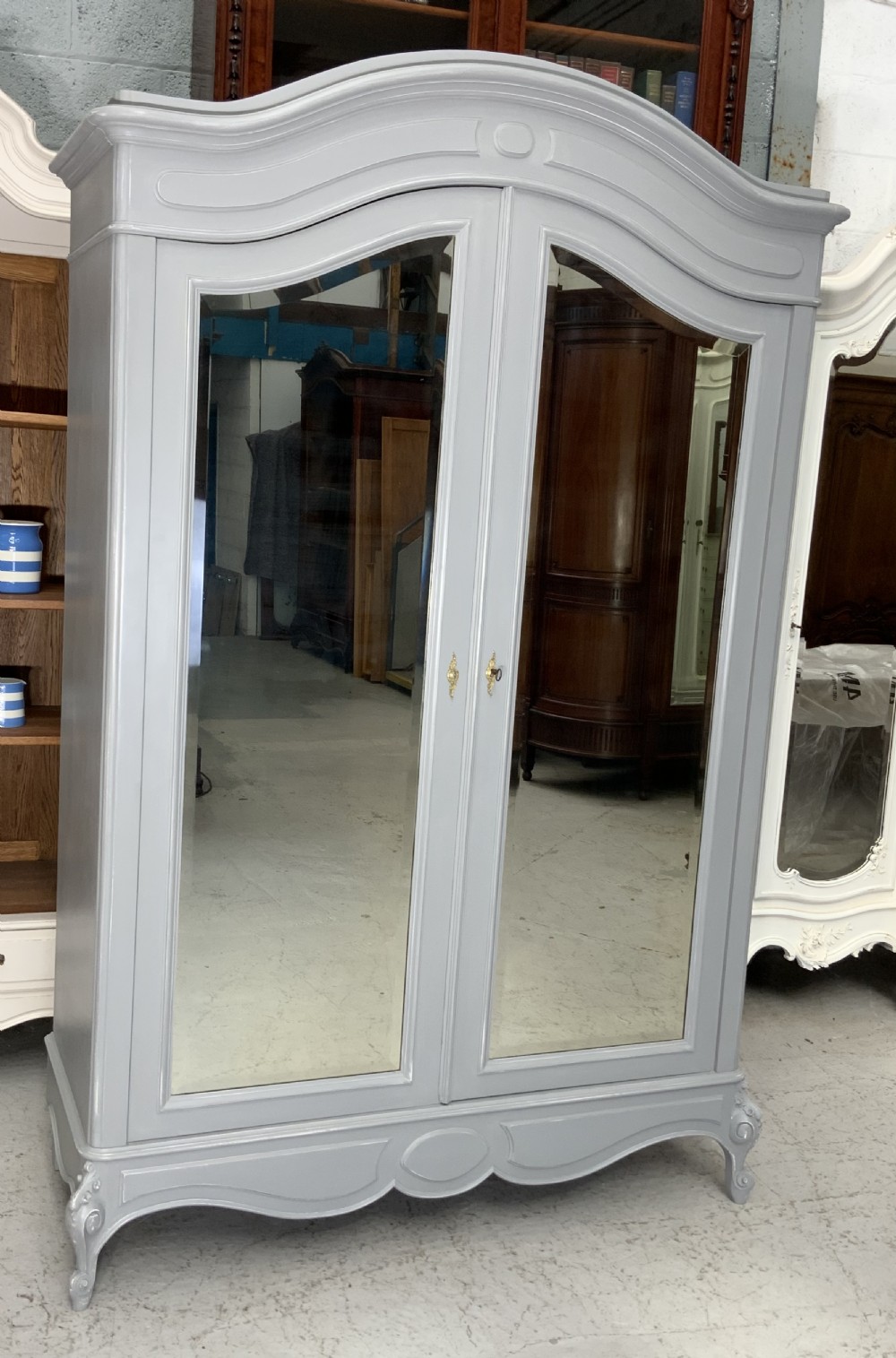 painted french armoire in plummet grey