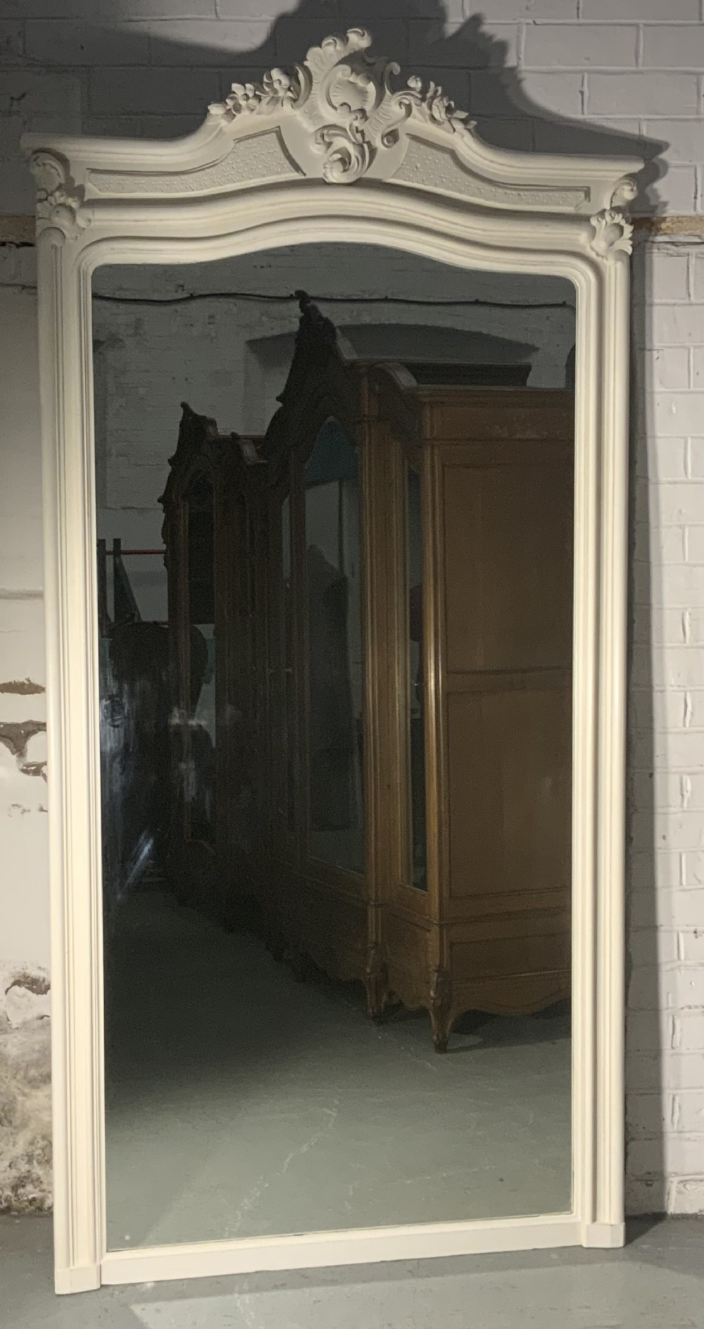 large impressive painted french carved mirror