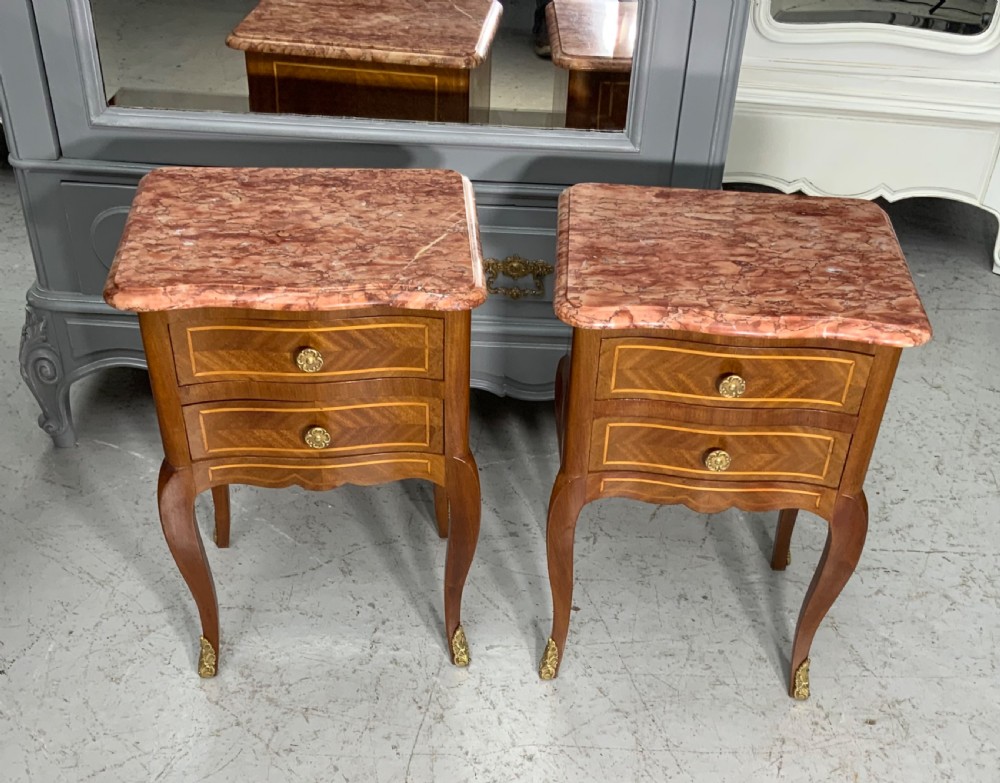pair of french mahogany bedside cabinets